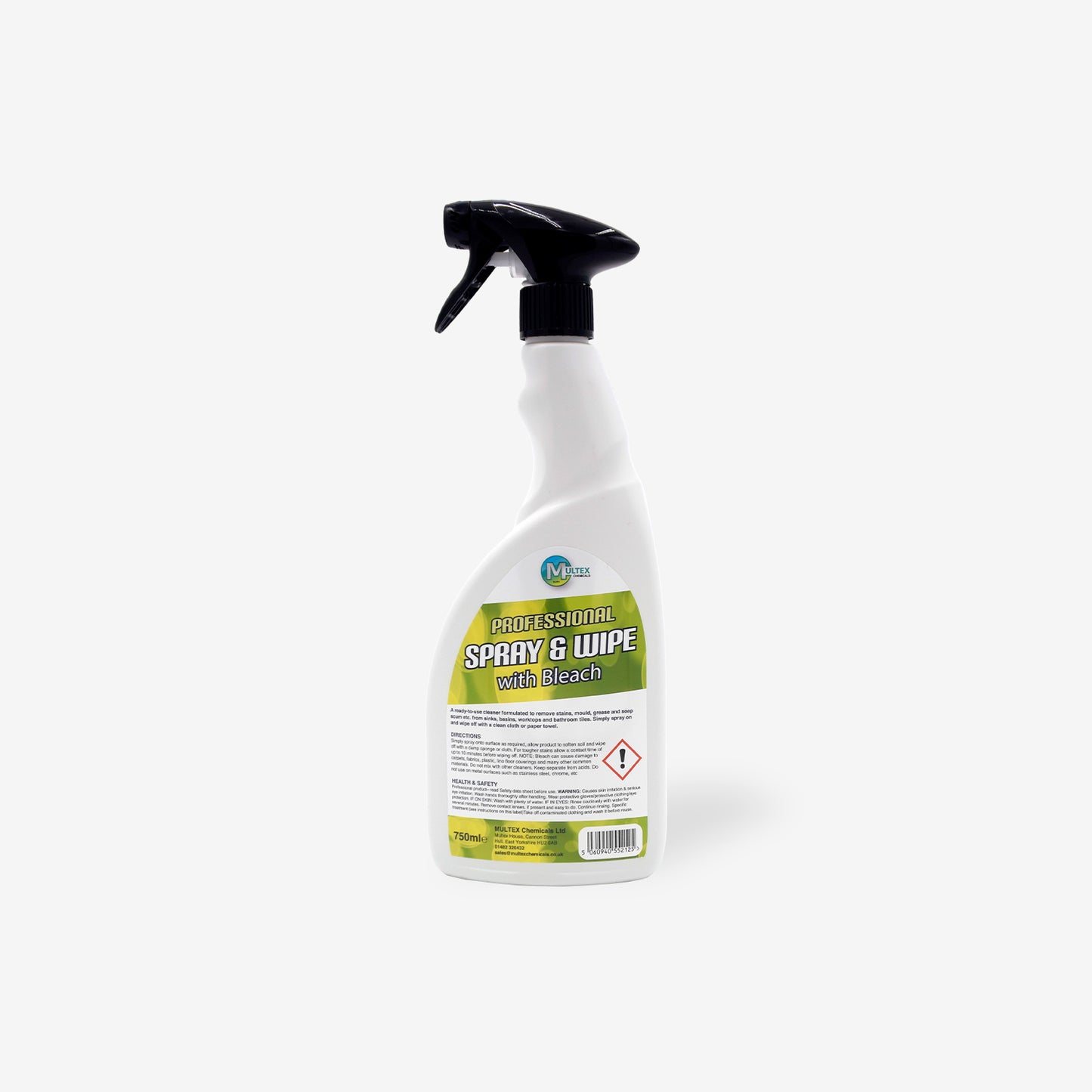 Professional Spray and Wipe with Bleach 750ml ready-to-use trigger bottle options including single 1x pack