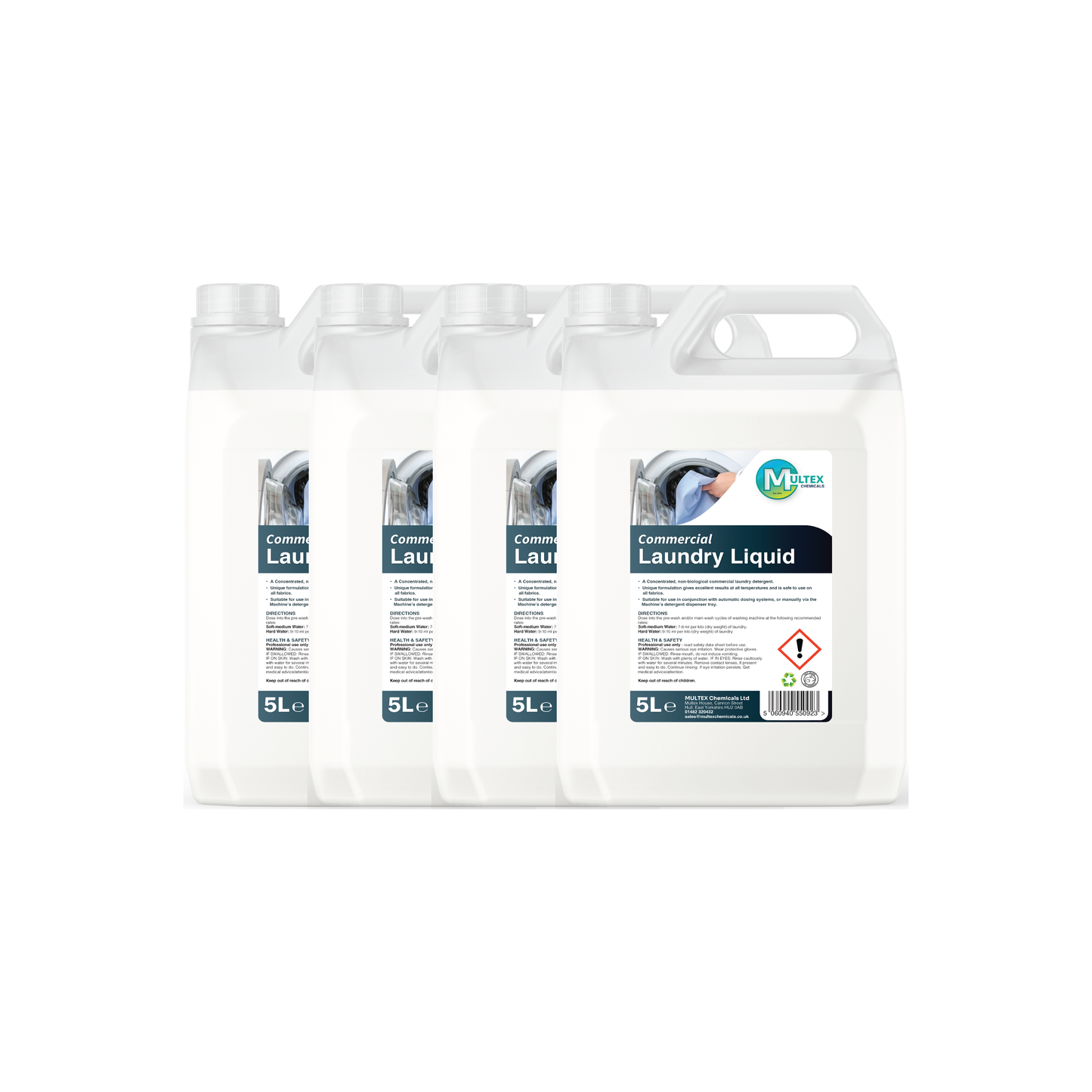 Multex Commercial Laundry Liquid 5L bundle - Professional biological detergent for industrial textile care.