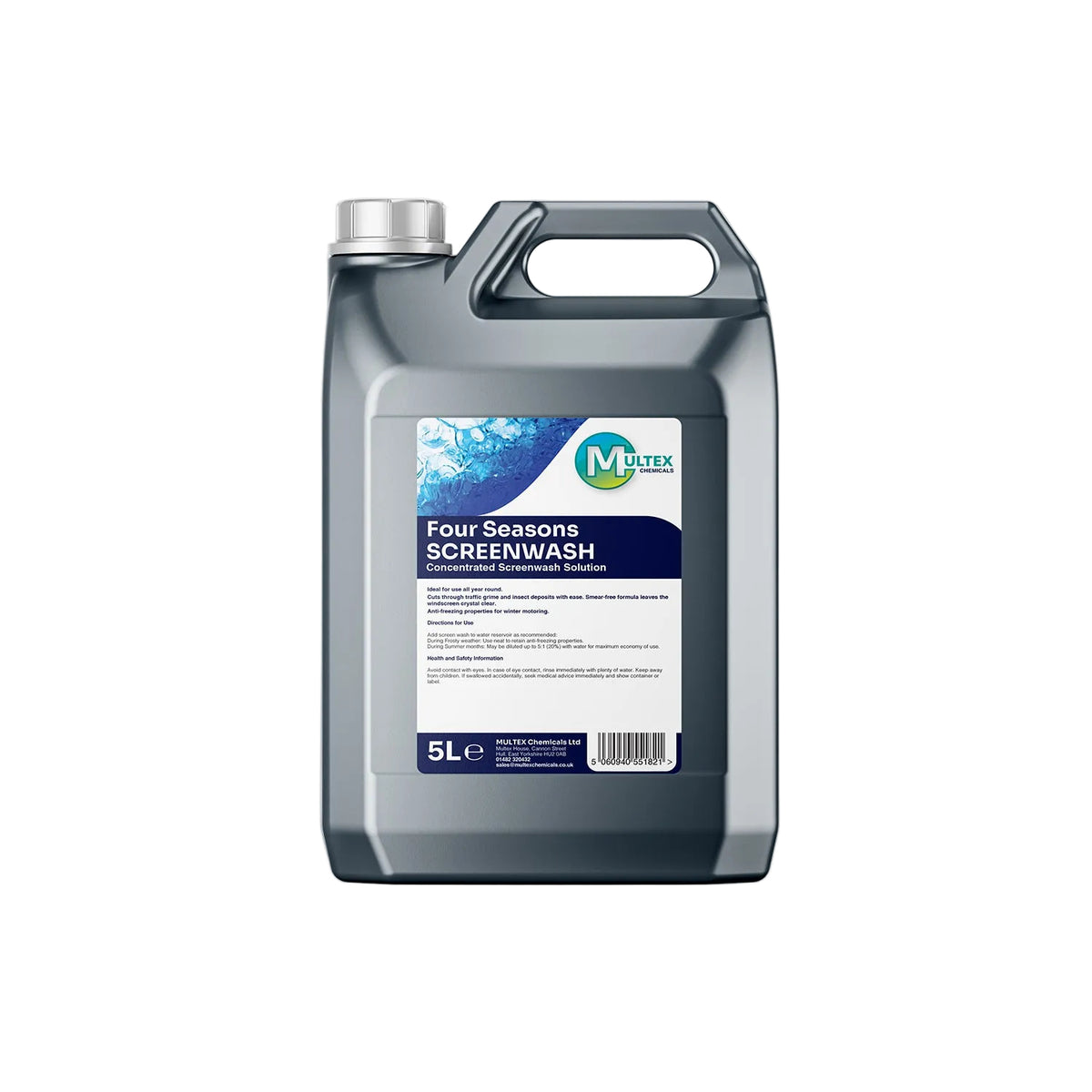 A 5-liter bottle of Four Seasons screenwash concentrated solution.