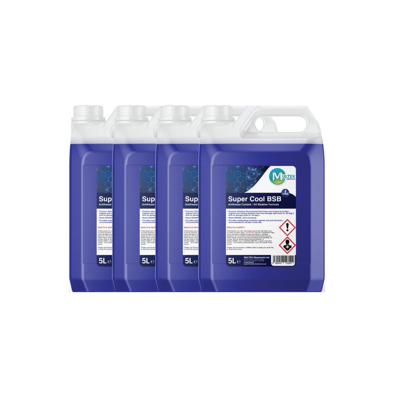 Multex Super Cool BSB 5L - Premium blue antifreeze and coolant for high-performance engine protection.