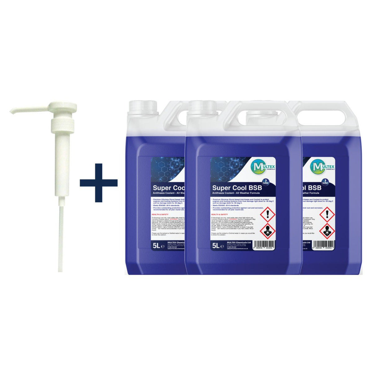 Multex Super Cool BSB 5L - Premium blue antifreeze and coolant for high-performance engine protection.