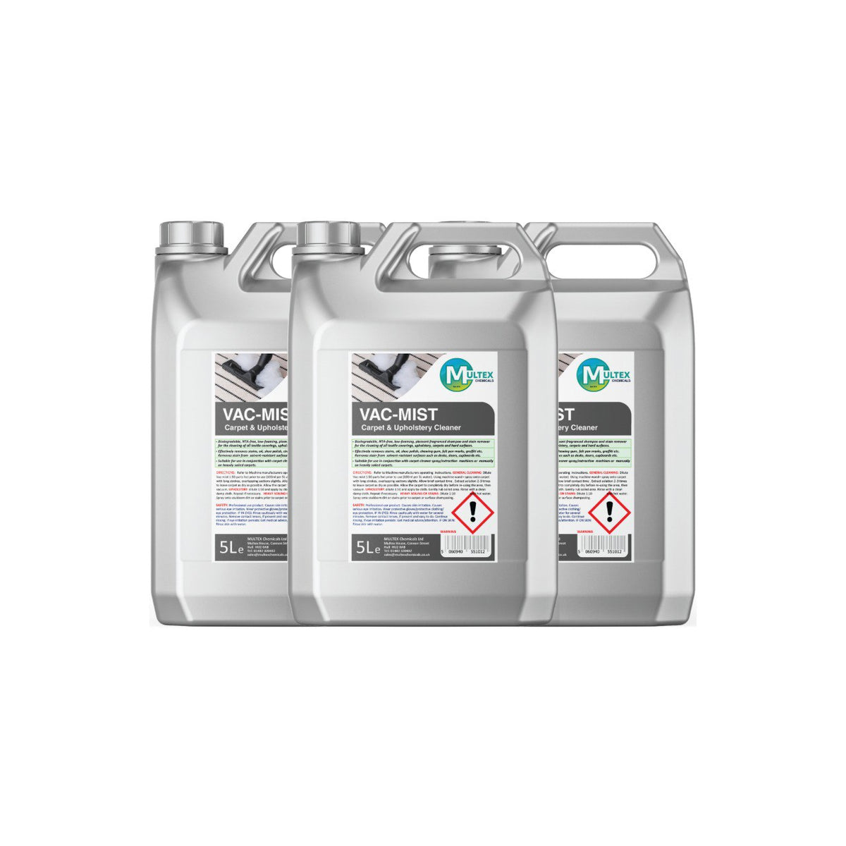 Multex VAC-MIST 5L - Professional low-foaming carpet and upholstery cleaner for extraction machines.