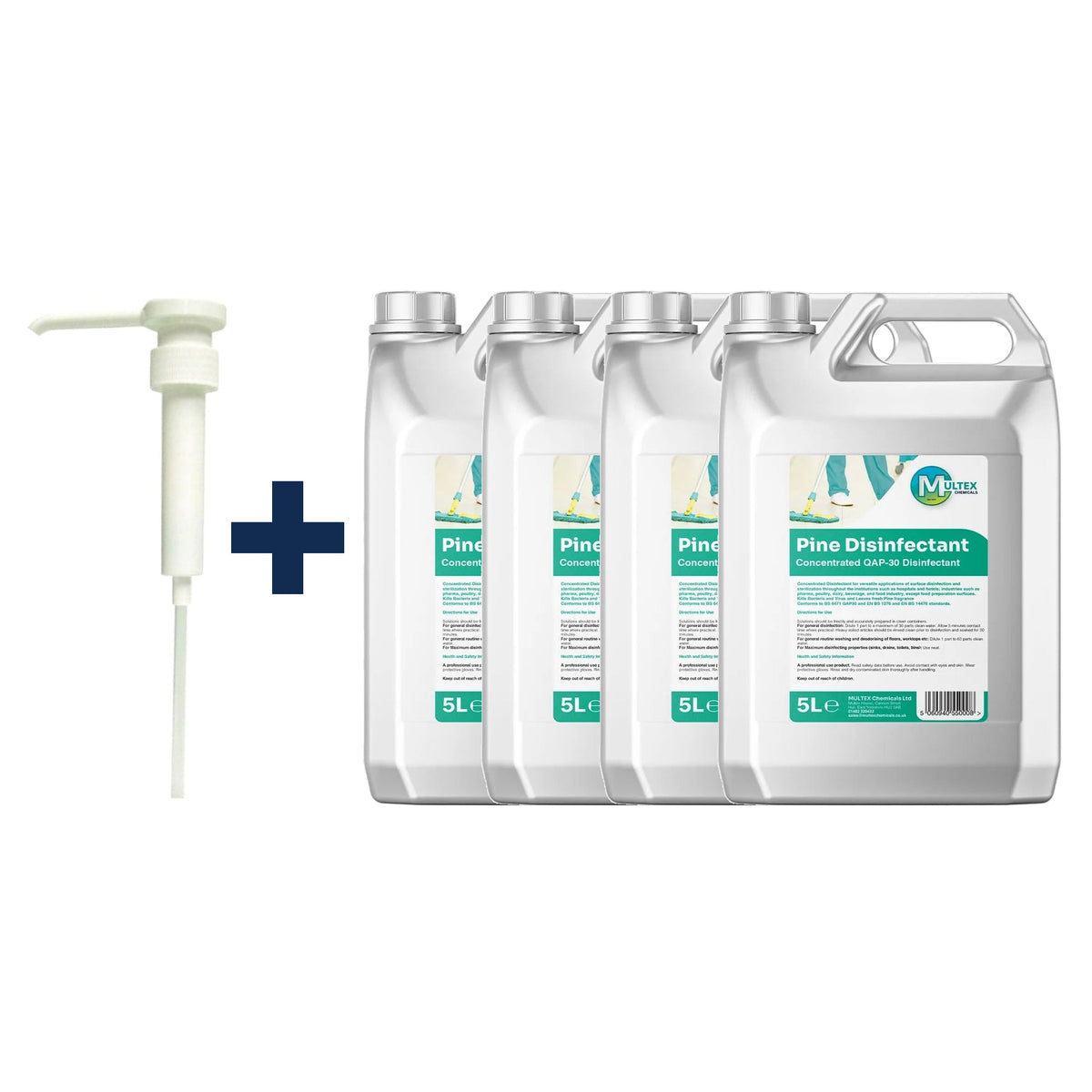 Pine Disinfectant Concentrate – Surface Cleaner — 4 × 5L bundle + 1 dosing pump (38mm)