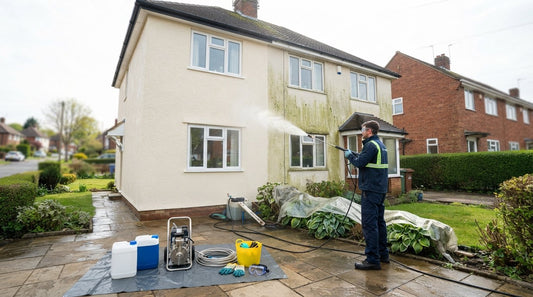 Render cleaning and biocide treatment for UK homes
