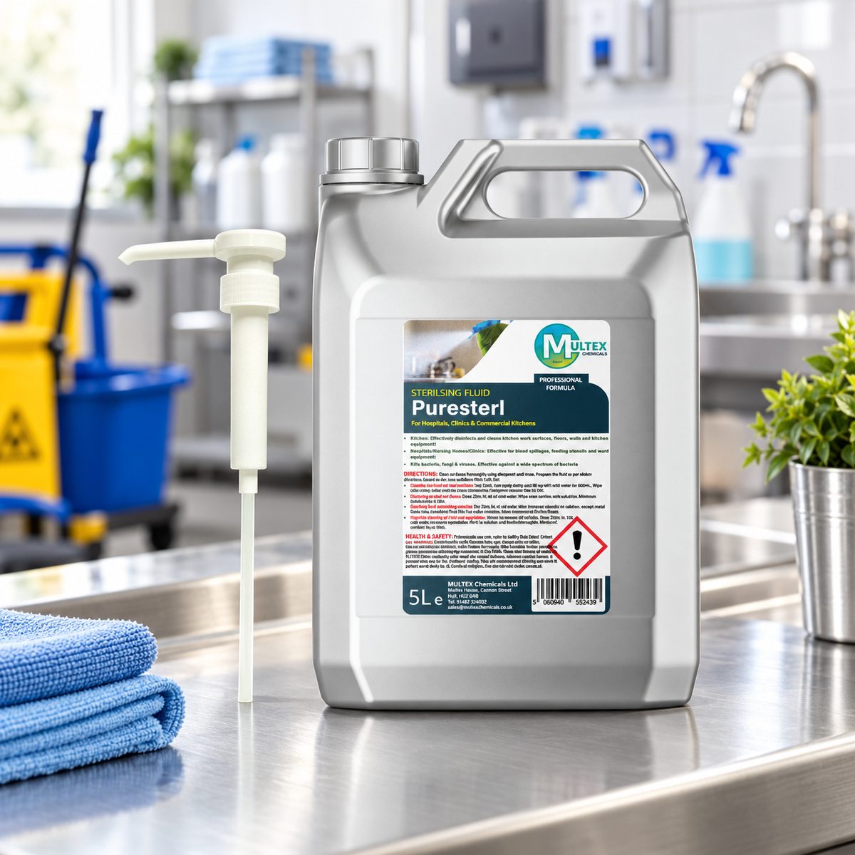 Multex Puresterl sterilising fluid and disinfectant, professional product photograph 6