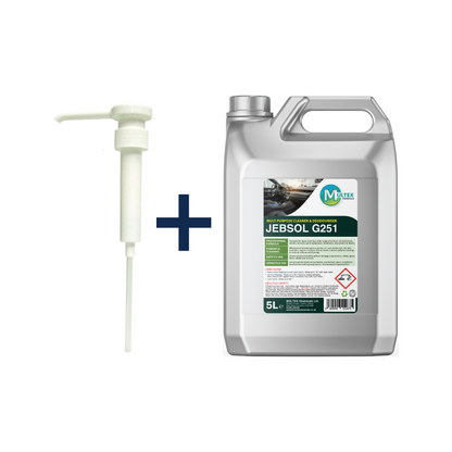 JEBSOL G251 Multi-Purpose Concentrated Cleaner and Deodoriser by Multex Chemicals, bulk 5L commercial hard surface floor cleaning container.