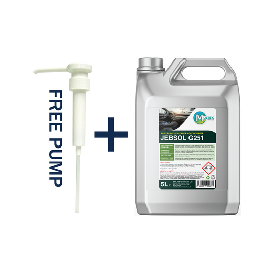 5-liter container of JEBSOL G251 with a free pump on a white background