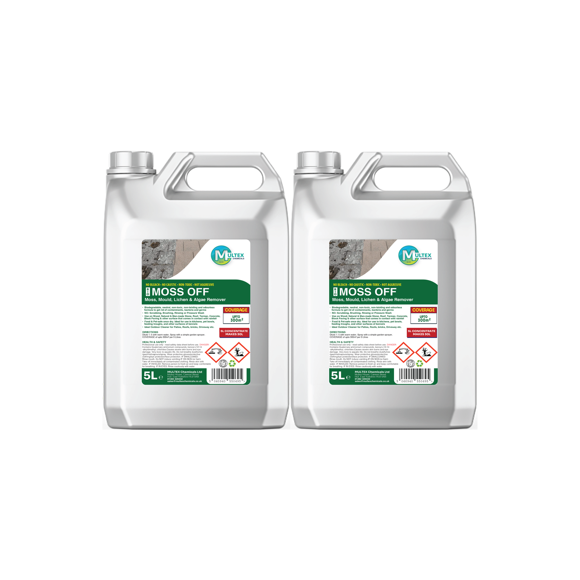 Multex Moss Off 5L bundle - Professional high-performance moss and algae remover for outdoor surfaces.