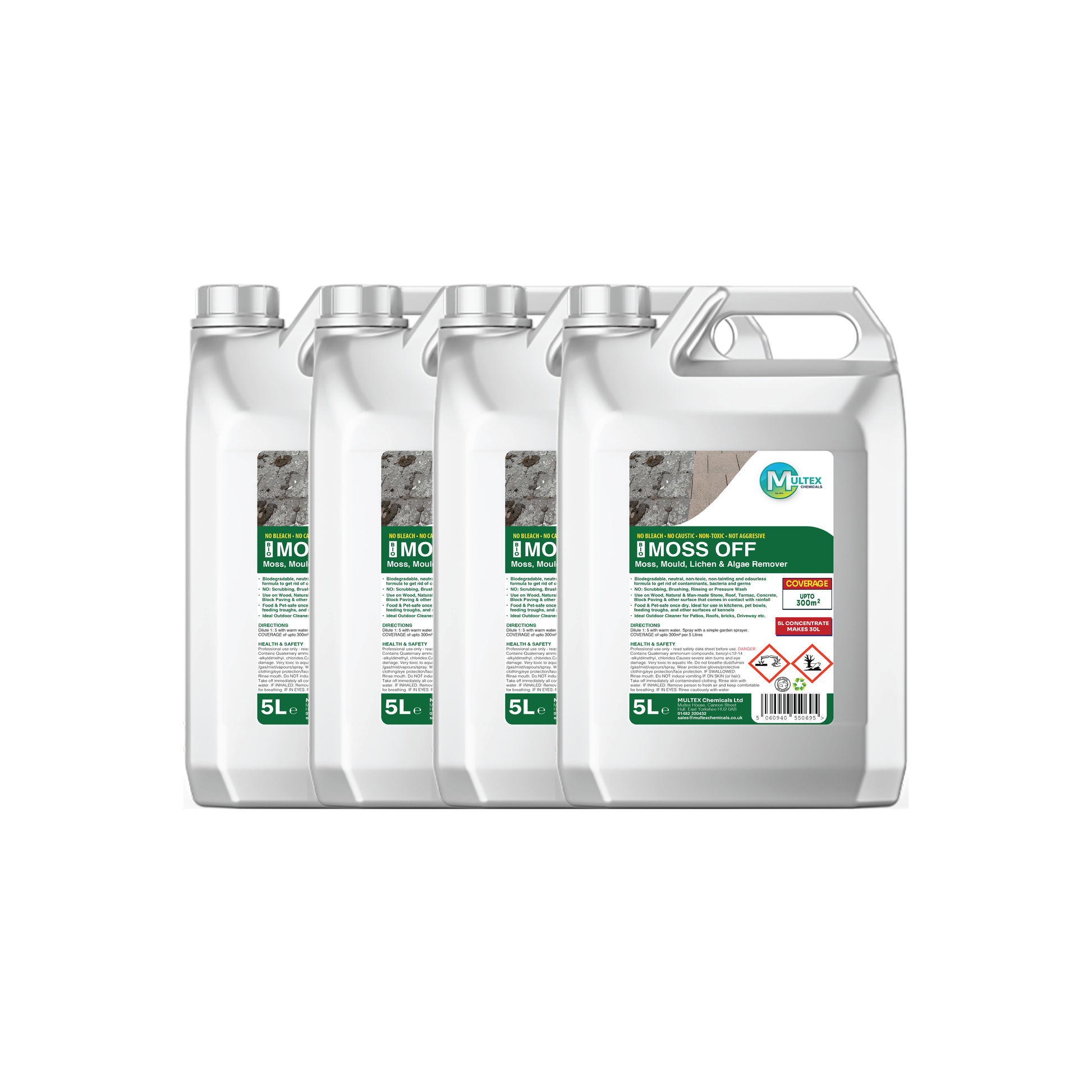 Multex Moss Off 5L bundle - Professional high-performance moss and algae remover for outdoor surfaces.