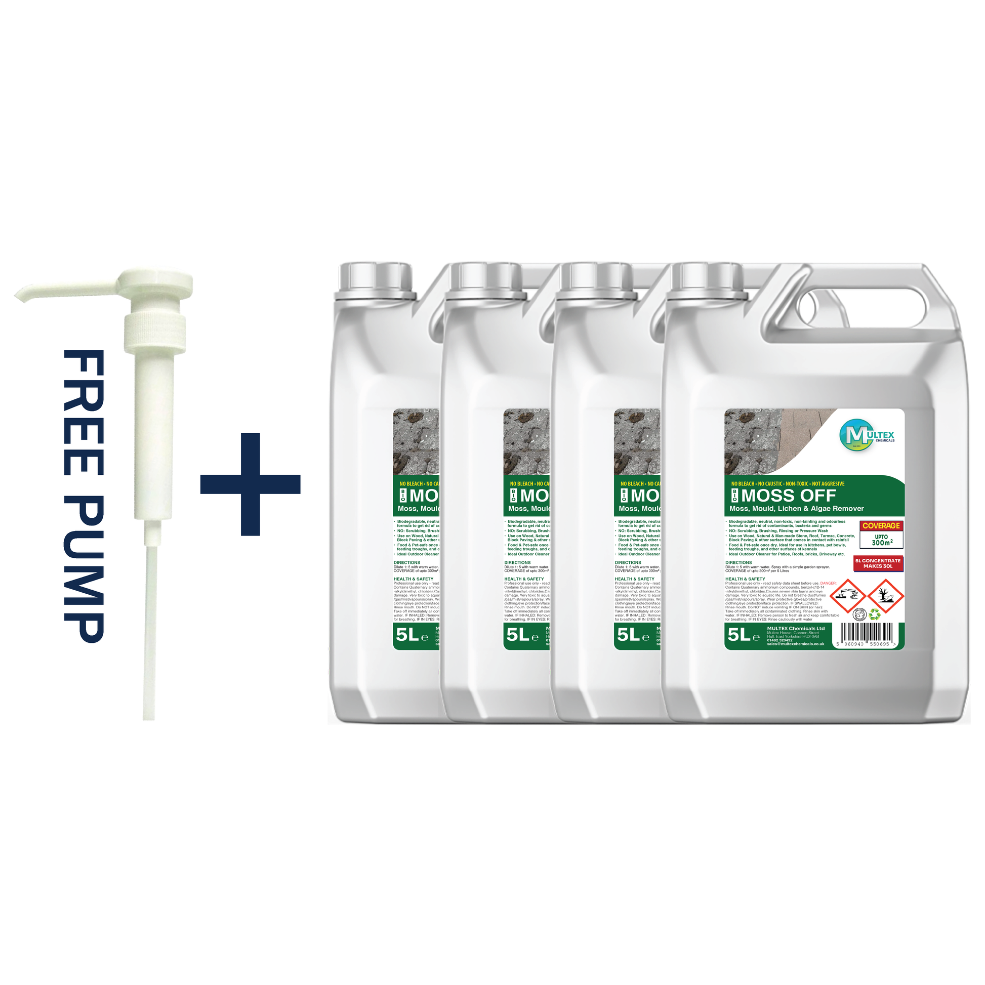 Multex Moss Off 5L bundle - Professional high-performance moss and algae remover for outdoor surfaces.