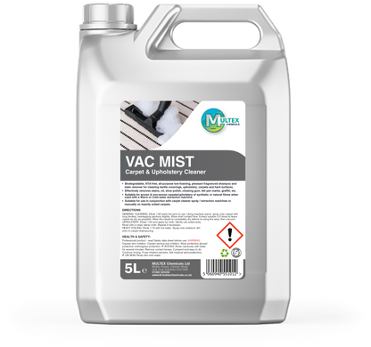 Multex VAC-MIST 5L - Professional low-foaming carpet and upholstery cleaner for extraction machines.