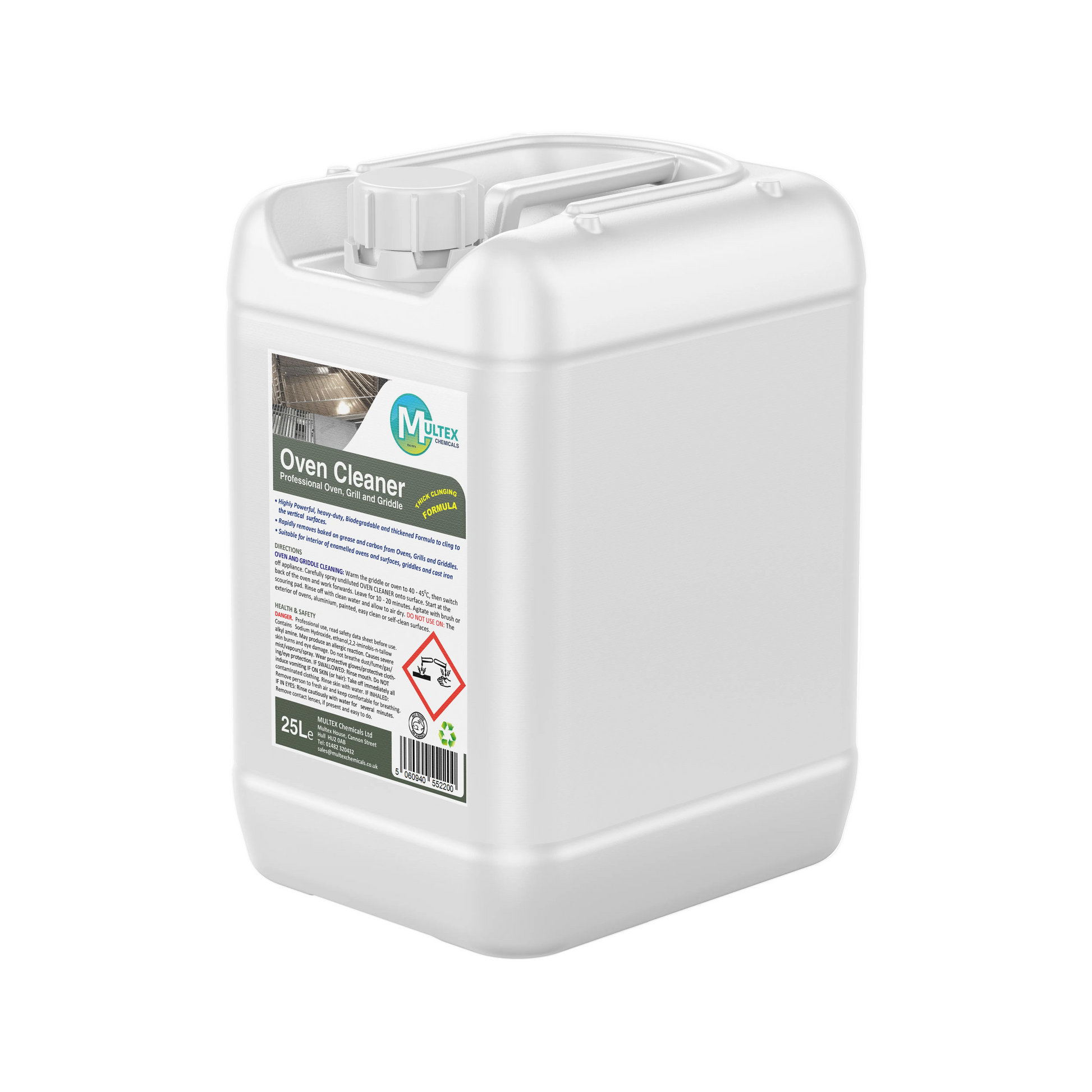 Multex Professional Oven Cleaner 5L - Heavy-duty thick clinging formula for ovens and griddles.