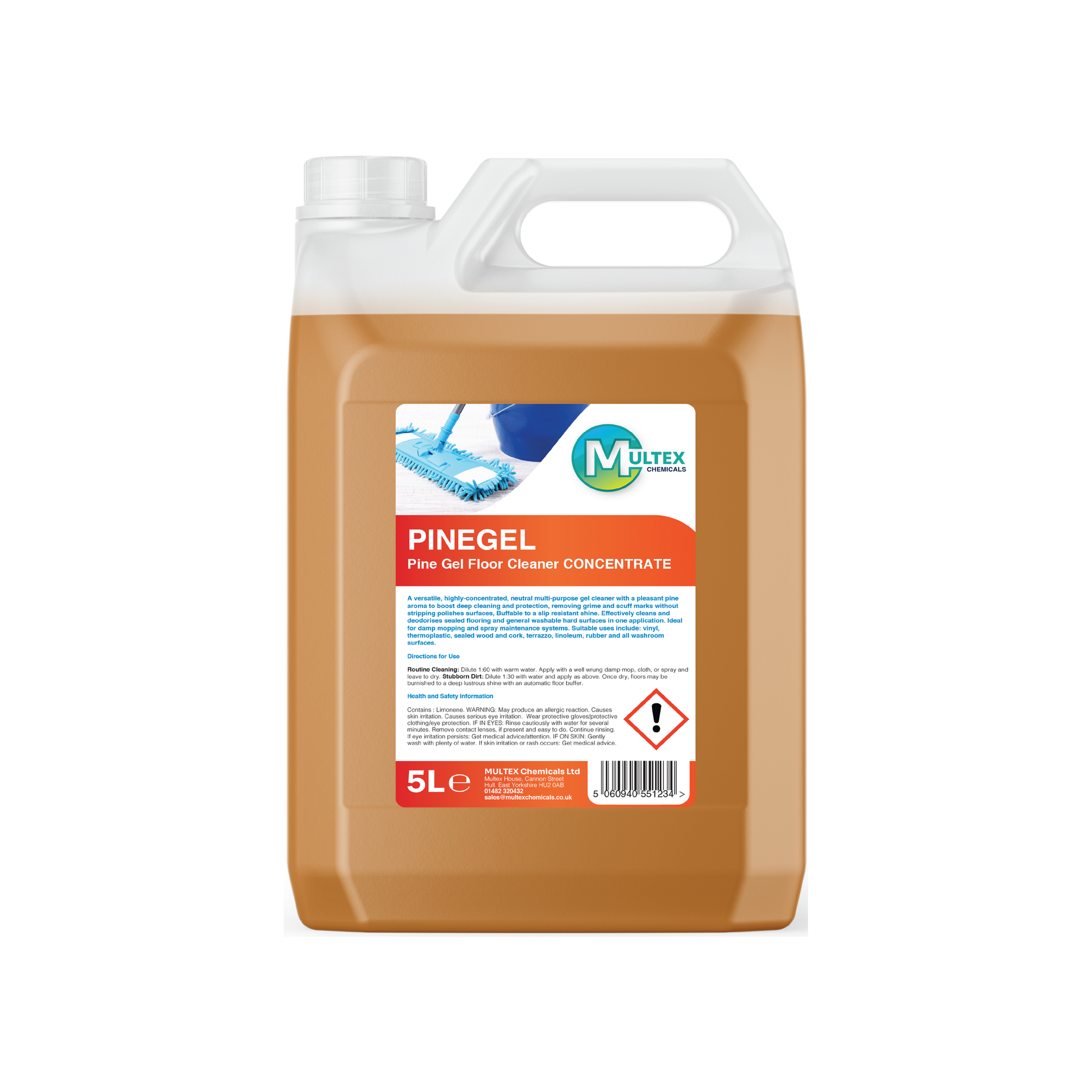 Multex Pine Gel Floor Cleaner 5L bundle - Concentrated sanitising gel for professional floor maintenance.