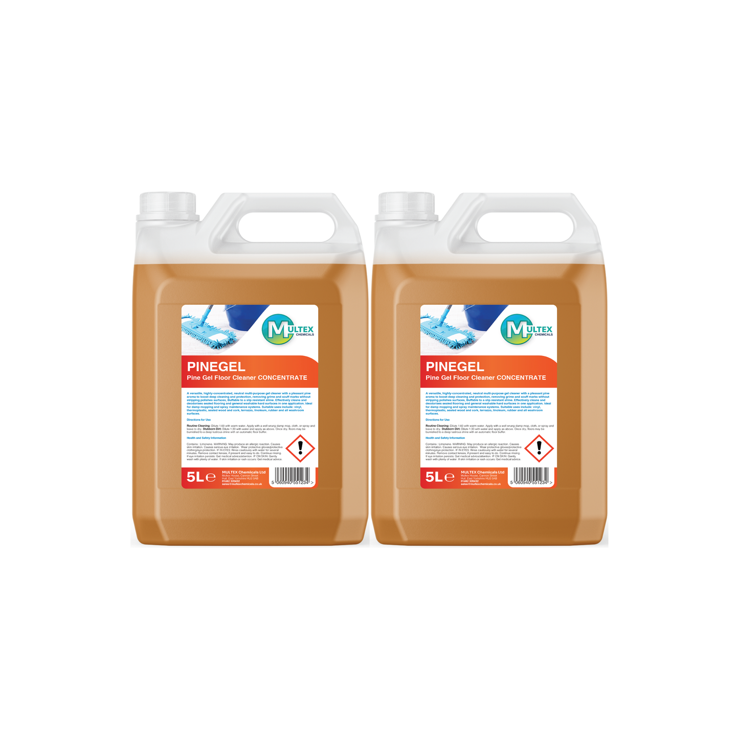 Multex Pine Gel Floor Cleaner 5L bundle - Concentrated sanitising gel for professional floor maintenance.