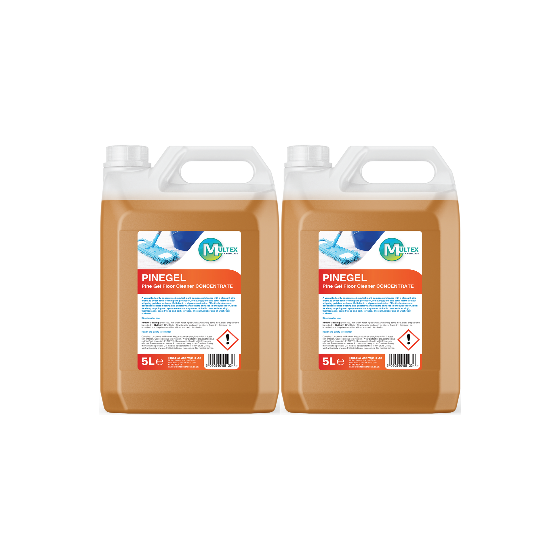 Multex Pine Gel Floor Cleaner 5L bundle - Concentrated sanitising gel for professional floor maintenance.