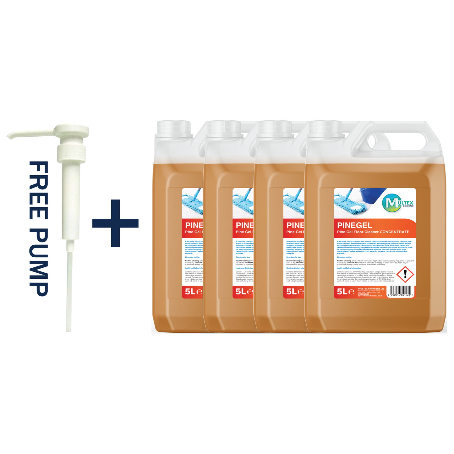 Multex Pine Gel Floor Cleaner 5L bundle - Concentrated sanitising gel for professional floor maintenance.