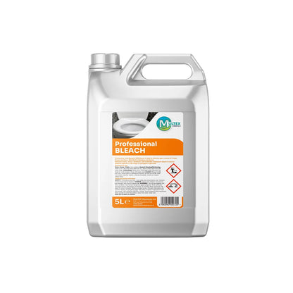 Professional bleach bottle from Pro Clean Supply, showing the label and container for cleaning and disinfecting purposes.