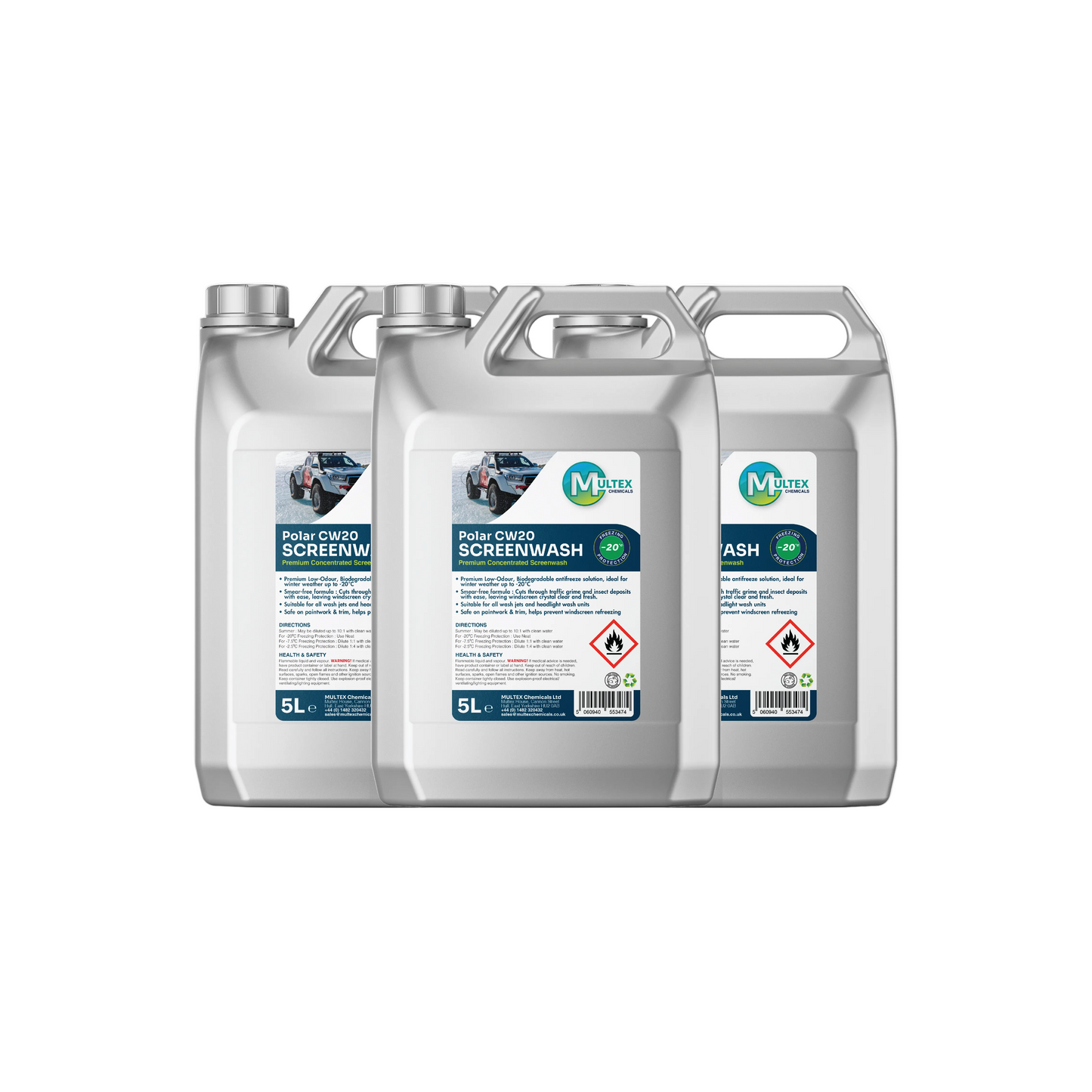 Polar CW20 Concentrated Screenwash – Sub-Zero Winter Windscreen Cleaner (-20°C Freezing Protection)