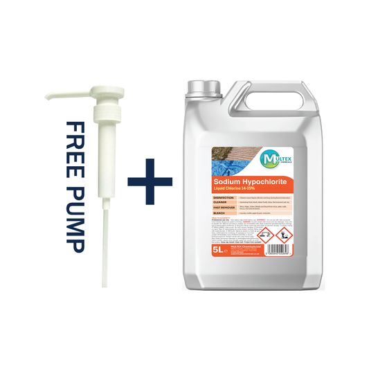 Multex Sodium Hypochlorite 14-15% 25L - High-strength liquid chlorine for industrial water treatment and surface cleaning.
