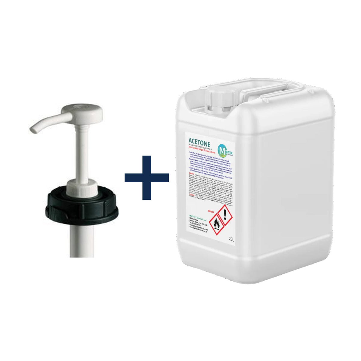 Acetone Zero Residue Virgin & Pure Solvent — 25L trade drum + 1 dosing pump (DIN61)
