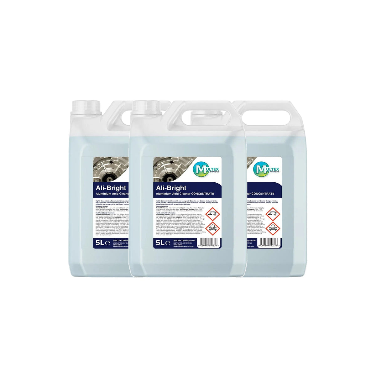 Ali-Bright Aluminium Acid Cleaner & Descaler – Heavy Duty 5L & 25L Industrial Brightener — 3 × 5L bundle