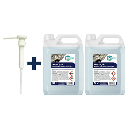 Ali-Bright Aluminium Acid Cleaner & Descaler – Heavy Duty 5L & 25L Industrial Brightener — 2 × 5L bundle + 1 dosing pump (38mm)