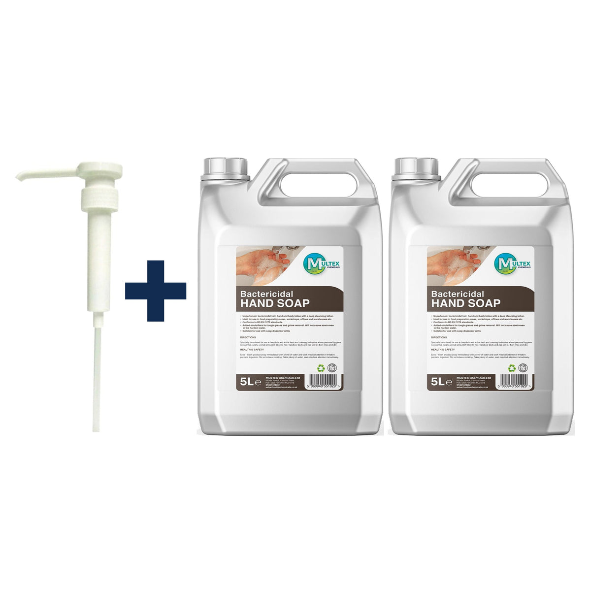 Hand Soap - Bactericidal – 5L & 25L — 2 × 5L bundle + 1 dosing pump (38mm)