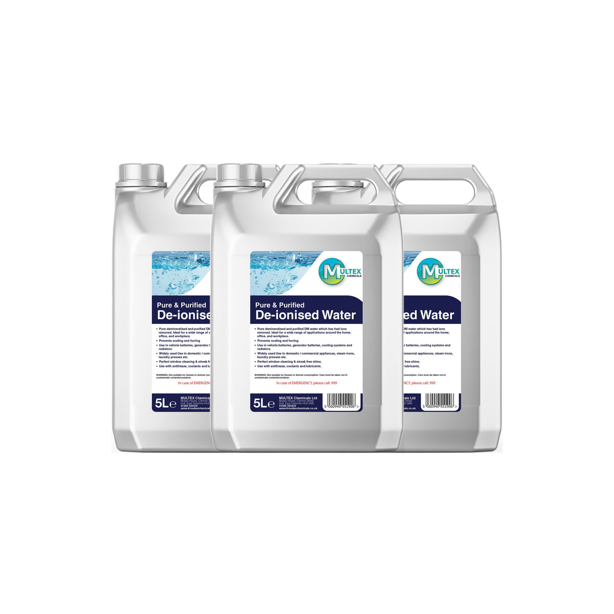 De-ionised Water – 5L & 25L — 3 × 5L bundle