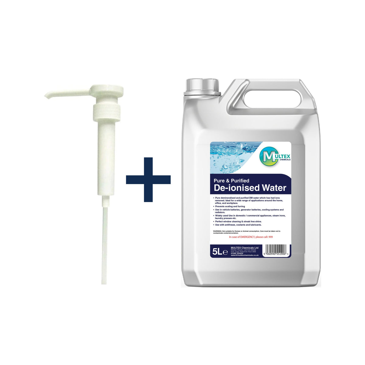 De-ionised Water – 5L & 25L — 5L + 1 dosing pump (38mm)