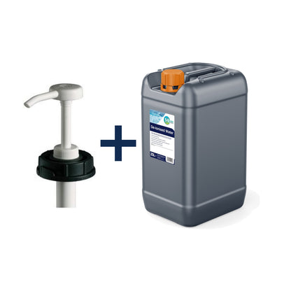 De-ionised Water – 5L & 25L — 25L trade drum + 1 dosing pump (DIN61)