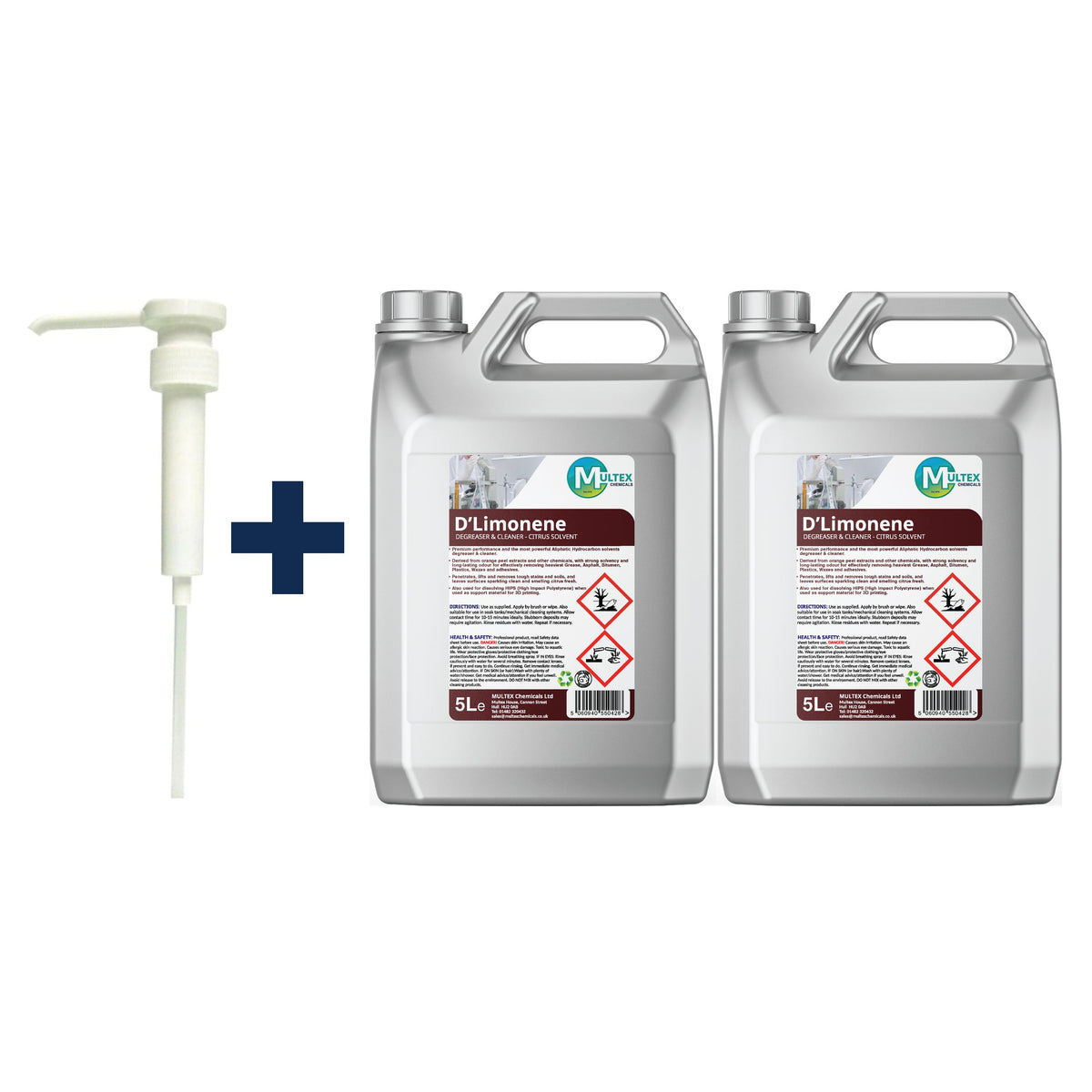 D'Limonene Concentrated Citrus Degreaser & Cleaner – 5L & 25L — 2 × 5L bundle + 1 dosing pump (38mm)