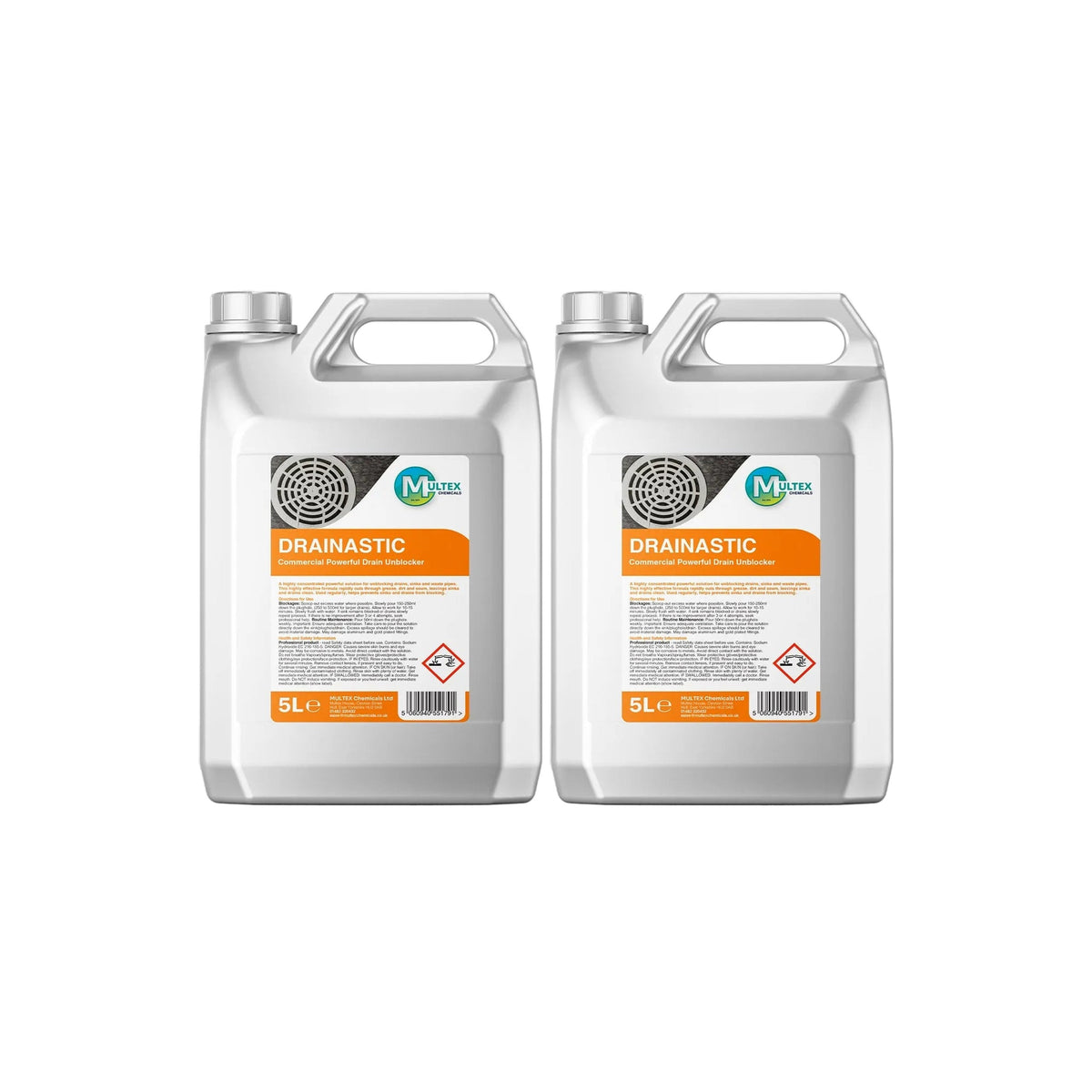 Drainastic Commercial Powerful Drain Unblocker Concentrate — 2 × 5L bundle