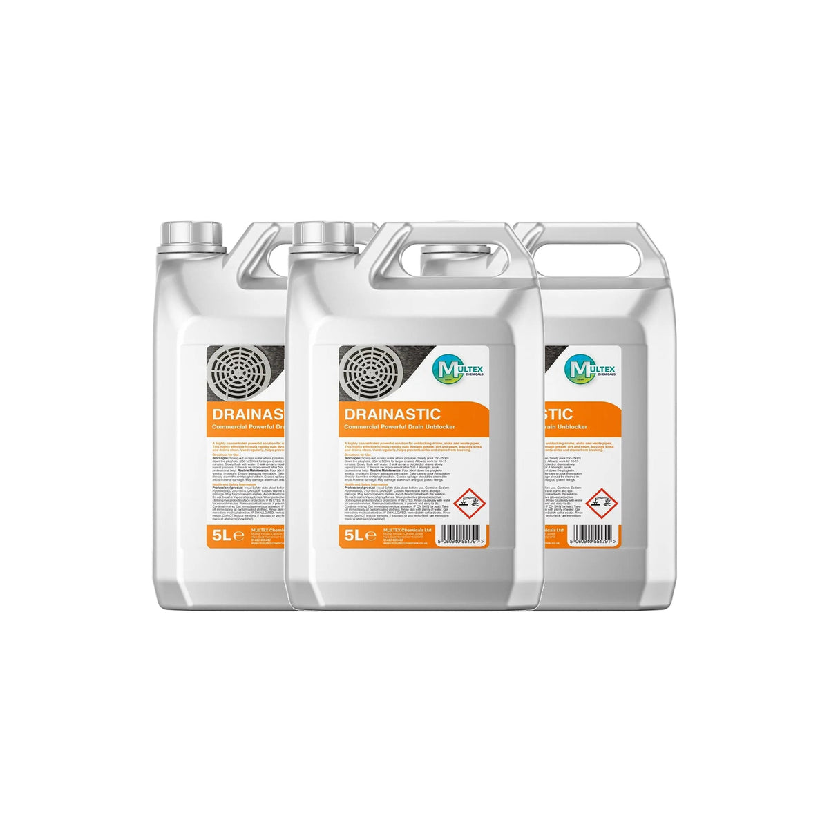 Drainastic Commercial Powerful Drain Unblocker Concentrate — 3 × 5L bundle