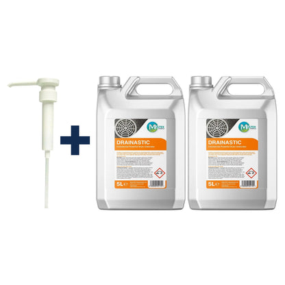 Drainastic Commercial Powerful Drain Unblocker Concentrate — 2 × 5L bundle + 1 dosing pump (38mm)