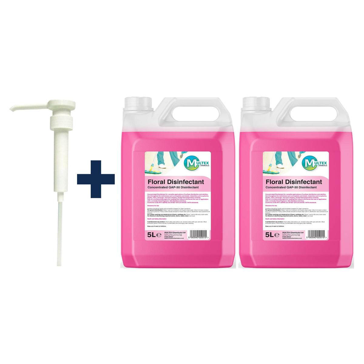 Floral Disinfectant Concentrate – 5L & 25L — 2 × 5L bundle + 1 dosing pump (38mm)