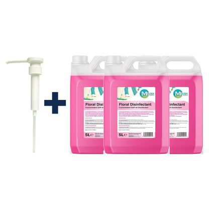 Floral Disinfectant Concentrate – 5L & 25L — 3 × 5L bundle + 1 dosing pump (38mm)