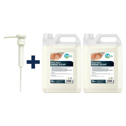 Ivory Pearl Unscented Foaming Hand Soap — 2 × 5L bundle + 1 dosing pump (38mm)