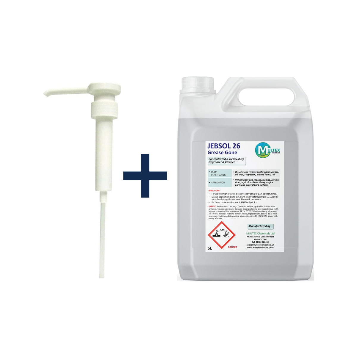JEBSOL 26 Grease-Gone Concentrate – 5L & 25L — 5L + 1 dosing pump (38mm)