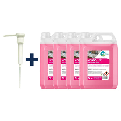 Jebsol 27 Multi-Surface Floor Cleaner – 5L & 25L — 4 × 5L bundle + 1 dosing pump (38mm)
