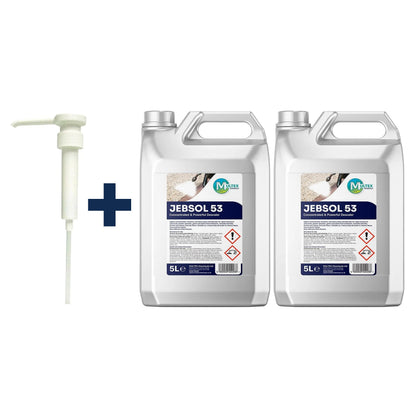 Jebsol 53 Powerful Descaler Concentrate – 5L & 25L — 2 × 5L bundle + 1 dosing pump (38mm)
