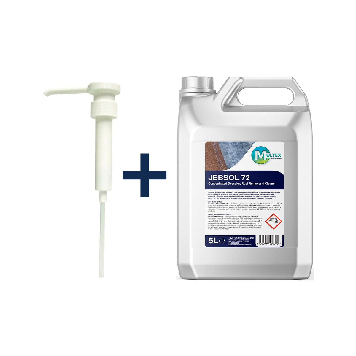 Jebsol 72 Rust Remover & Cleaner — 5L + 1 dosing pump (38mm)