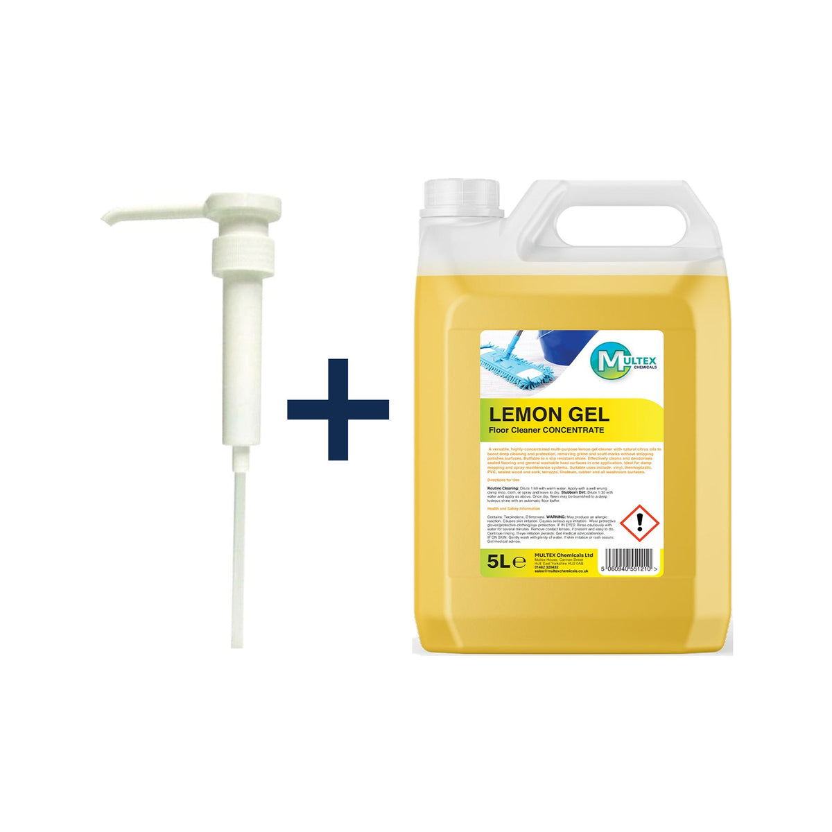 Lemon Gel Floor Cleaner Concentrate – 5L & 25L — 5L + 1 dosing pump (38mm)