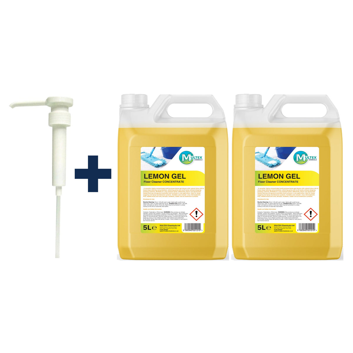 Lemon Gel Floor Cleaner Concentrate – 5L & 25L — 2 × 5L bundle + 1 dosing pump (38mm)