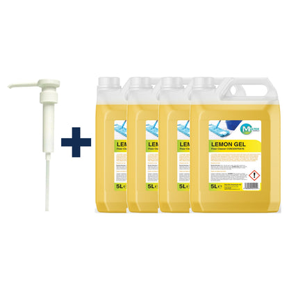 Lemon Gel Floor Cleaner Concentrate – 5L & 25L — 4 × 5L bundle + 1 dosing pump (38mm)
