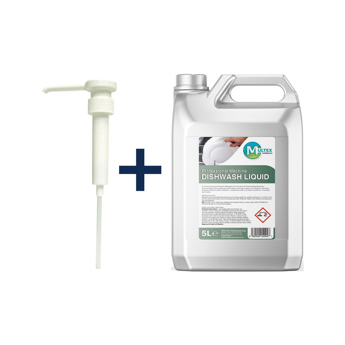 Commercial Machine Dishwash Liquid – 5L & 25L — 5L + 1 dosing pump (38mm)