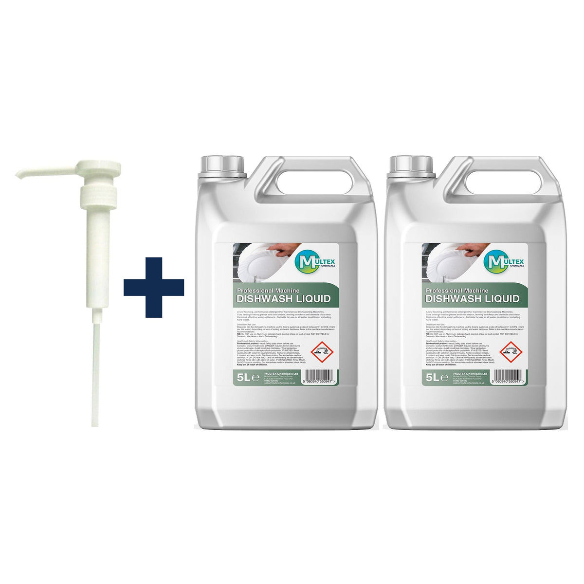 Commercial Machine Dishwash Liquid – 5L & 25L — 2 × 5L bundle + 1 dosing pump (38mm)