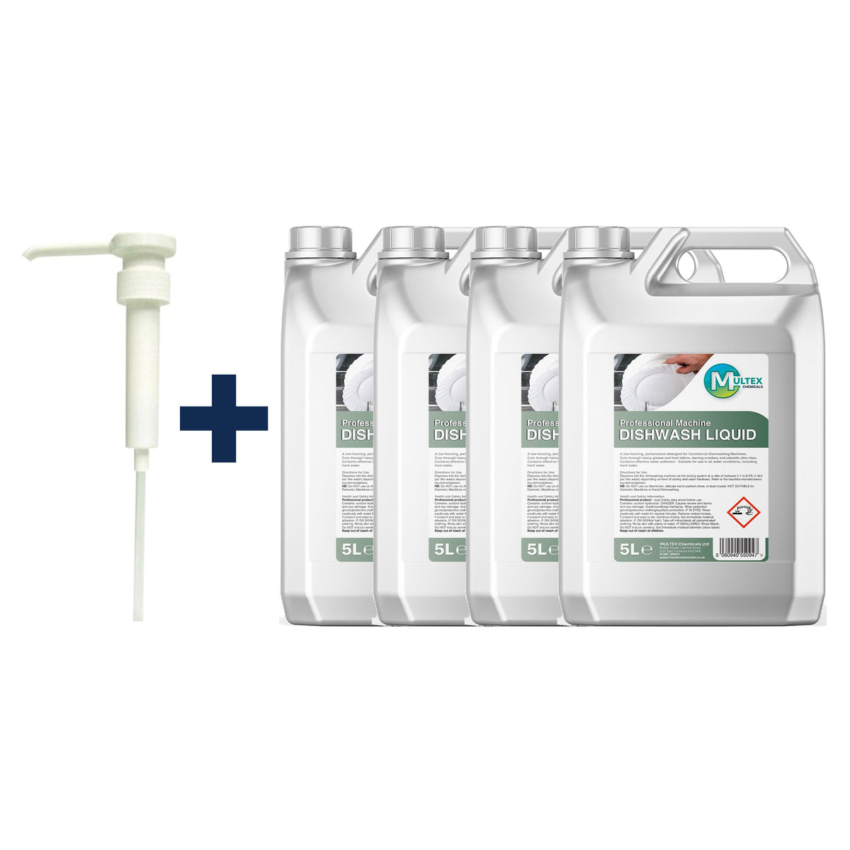 Commercial Machine Dishwash Liquid – 5L & 25L — 4 × 5L bundle + 1 dosing pump (38mm)