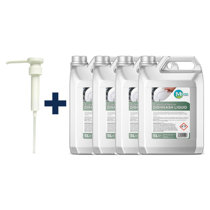 Commercial Machine Dishwash Liquid – 5L & 25L — 4 × 5L bundle + 1 dosing pump (38mm)