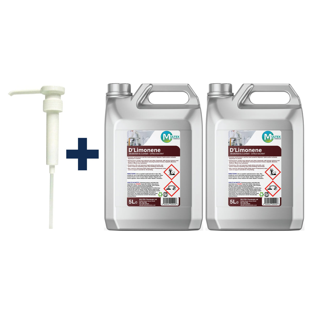 D-Limonene Citrus Solvent Degreaser – Heavy Duty Tar, Glue & Bitumen Remover — 2 × 5L bundle + 1 dosing pump (38mm)