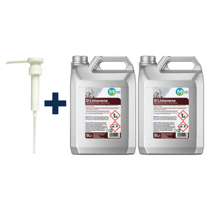 D-Limonene Citrus Solvent Degreaser – Heavy Duty Tar, Glue & Bitumen Remover — 2 × 5L bundle + 1 dosing pump (38mm)